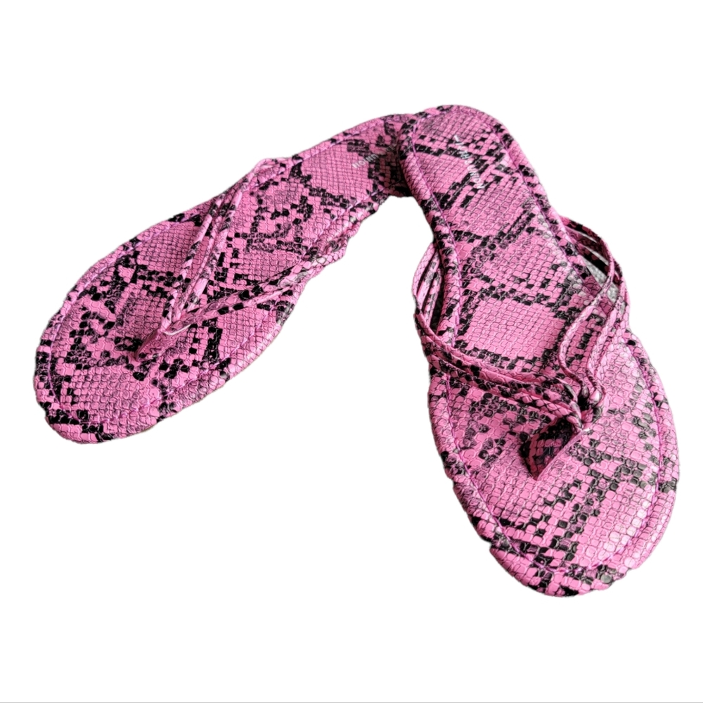 14th & Union Dessie Pink Snake Print Thong Flip Flop Sandals